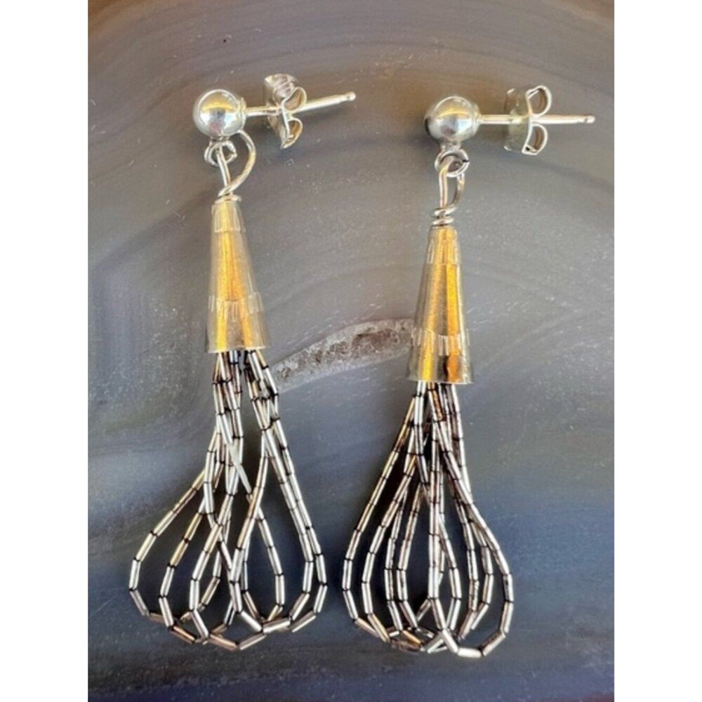 Vintage Sterling Liquid Silver Drop Earrings
